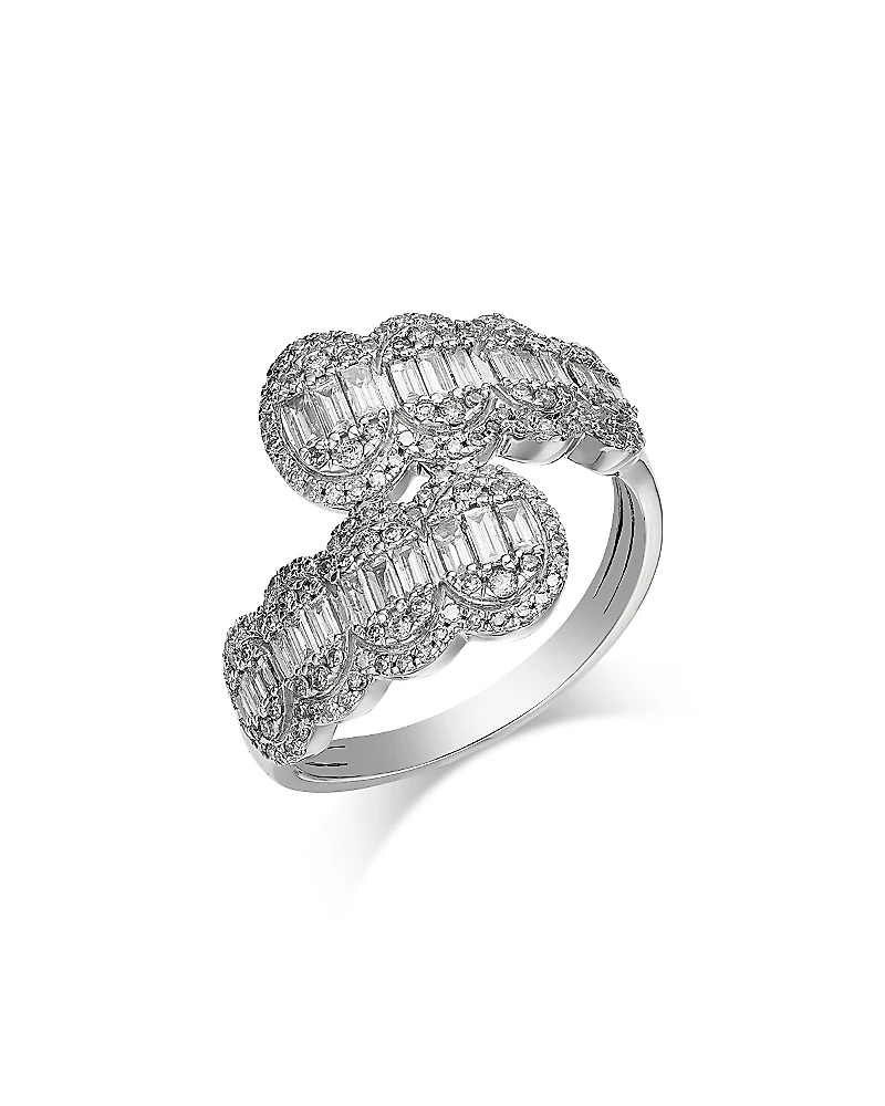 Bloomingdale's Fine Collection Diamond Round & Baguette Cluster Bypass Ring