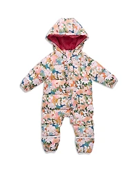 Pink Chicken Girls' Floral Ruffle Trimmed Quilted Down Snowsuit - Baby