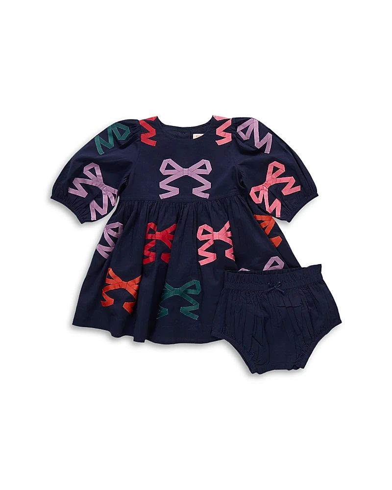 Pink Chicken Girls' Brooke Bow Applique 2 Piece Dress Set - Baby