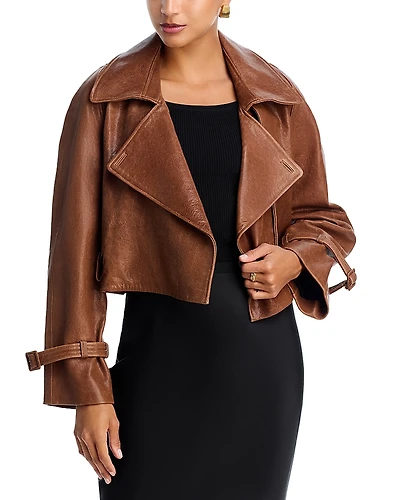 Nour Hammour Hatti Leather Crop Jacket