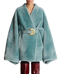 Balmain Belted Shearling Coat
