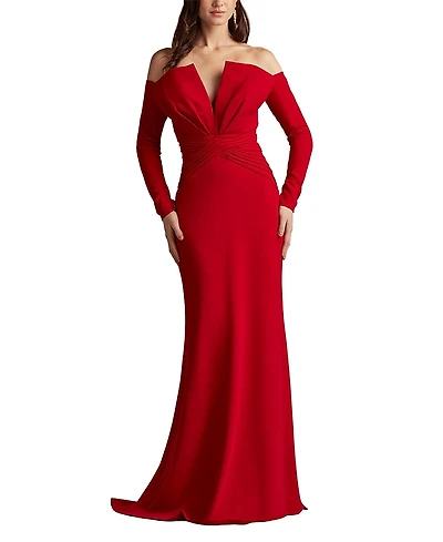 Tadashi Shoji Leona V-Pleat Gown