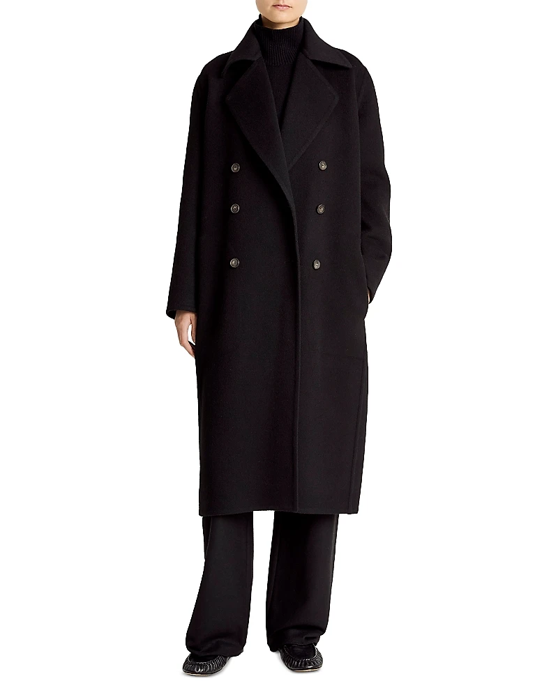 Vince Double Breasted Long Wool-Blend Coat