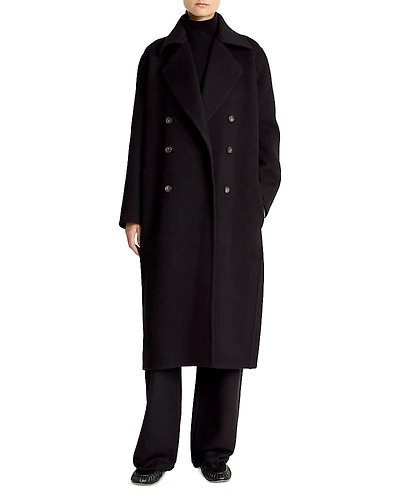 Vince Double Breasted Long Wool-Blend Coat