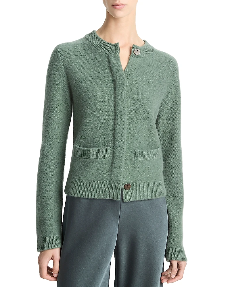 Vince Shrunken Boiled Cashmere Crewneck Cardigan