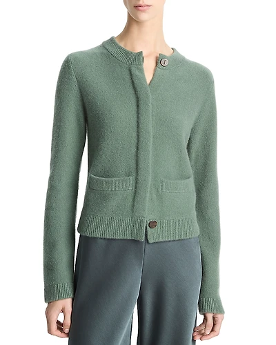 Vince Shrunken Boiled Cashmere Crewneck Cardigan