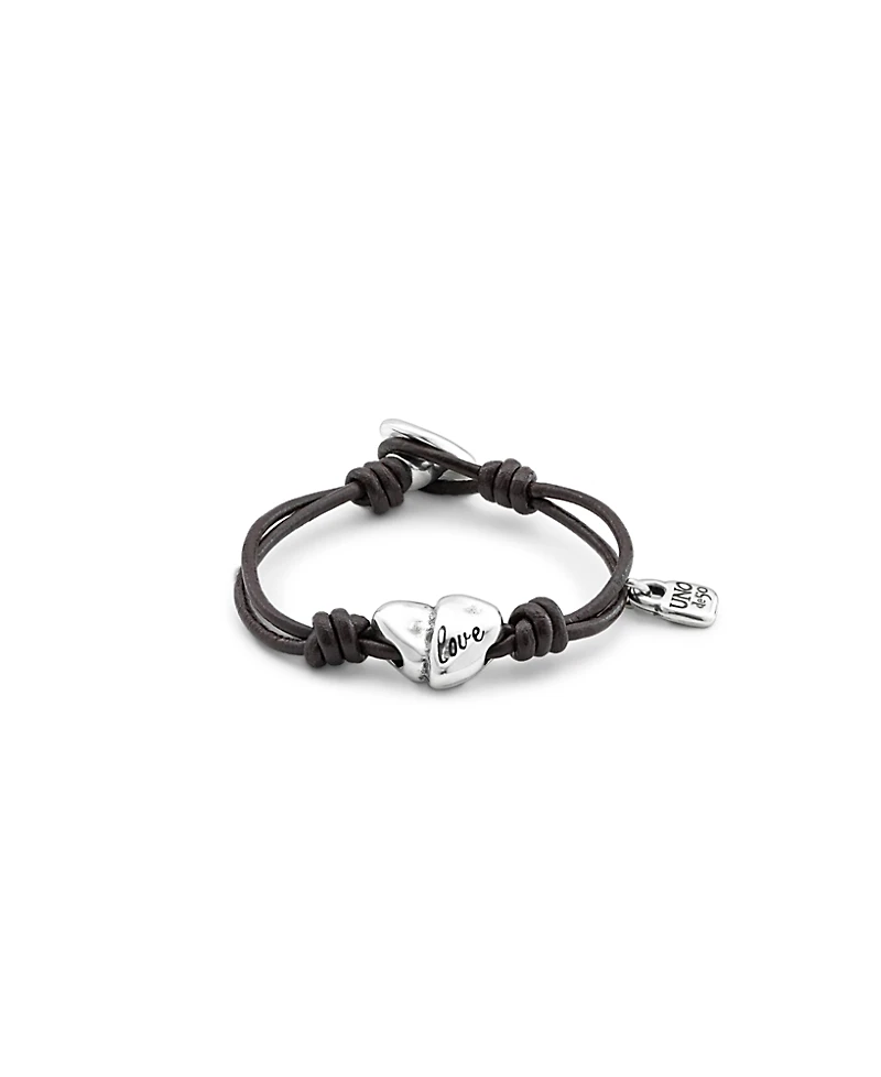 UNOde50 Adjustable Leather Heart Bracelet