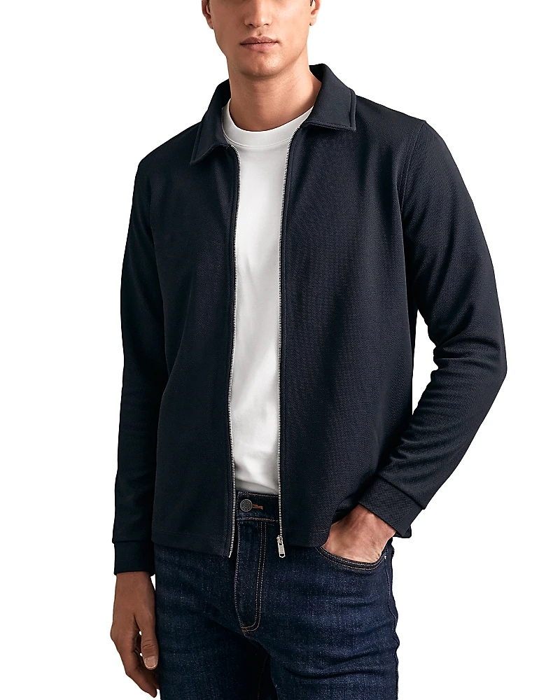 Reiss Bailey Textured Zip Front Shirt