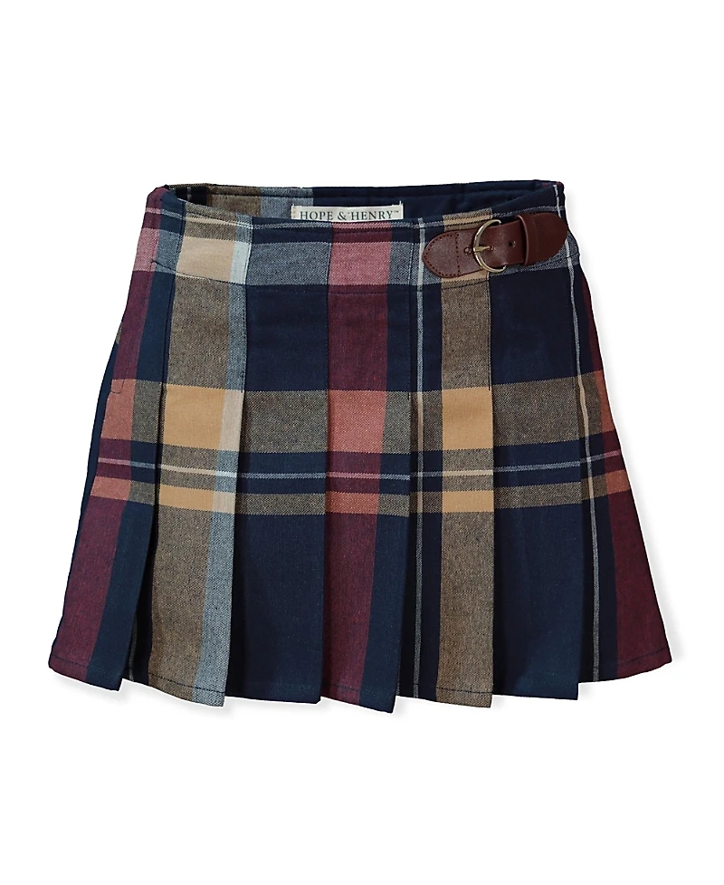 Hope & Henry Girls' Pleated Skirt with Buckle Detail - Baby, Little Kid