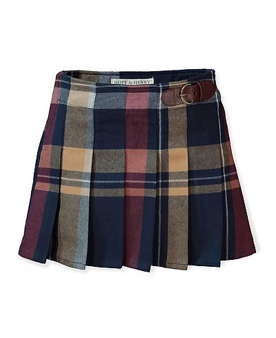 Hope & Henry Girls' Pleated Skirt with Buckle Detail - Baby, Little Kid