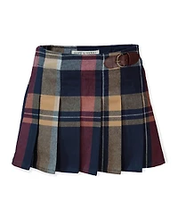 Hope & Henry Girls' Pleated Skirt with Buckle Detail - Baby, Little Kid
