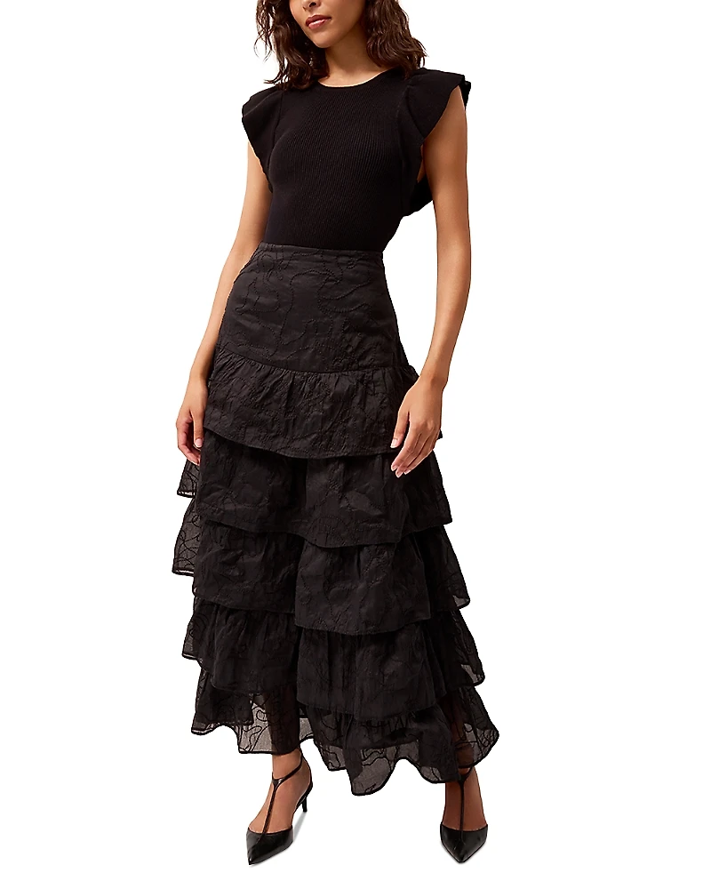 Marie Oliver Rory Flutter Sleeve Ribbed Top