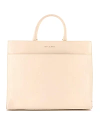 Pre-Owned Bvlgari Logo Convertible Tote Embroidered Leather