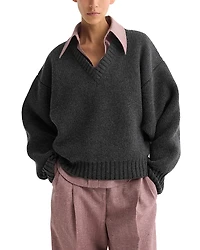 ROHE Wool Sculptural V Neck Sweater