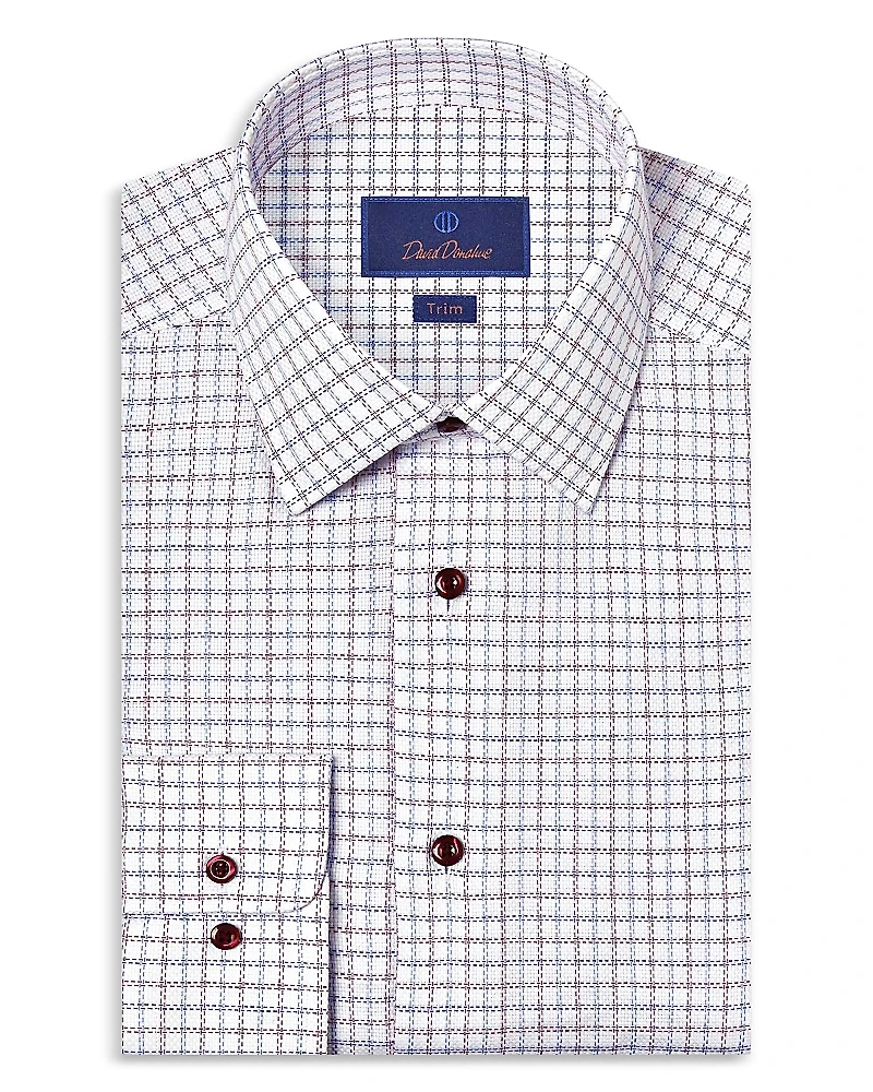 David Donahue Slim Fit Printed Textured Shirt