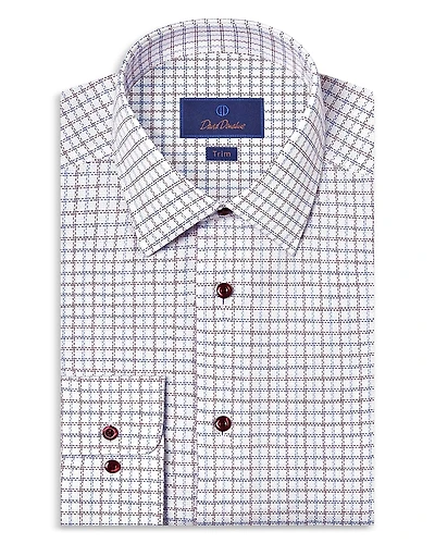 David Donahue Slim Fit Printed Textured Shirt