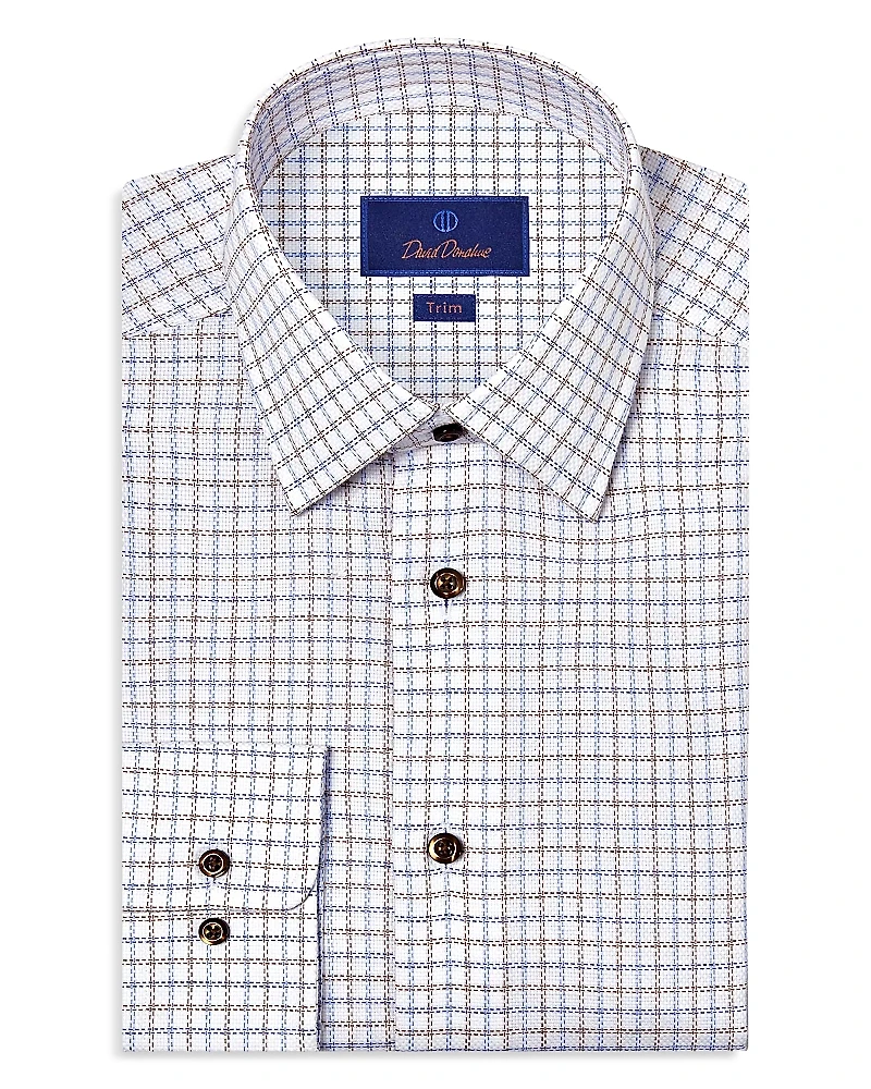 David Donahue Slim Fit Printed Textured Shirt