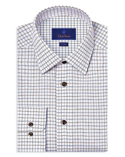 David Donahue Slim Fit Printed Textured Shirt