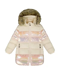Deux par Girls' Long Metallic Puffy Winter Coat - Big Kid