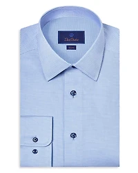 David Donahue Slim Fit Printed Stretch Twill Dress Shirt
