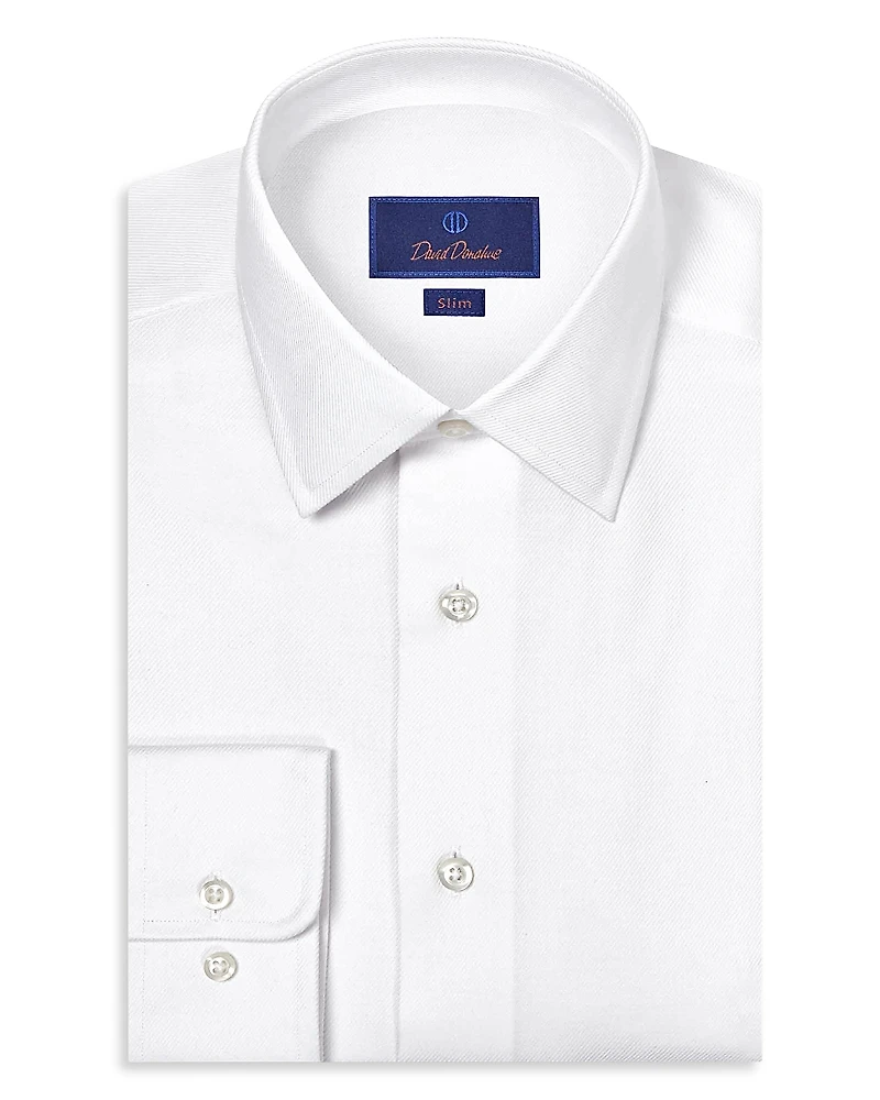 David Donahue Slim Fit Solid Stretch Twill Dress Shirt
