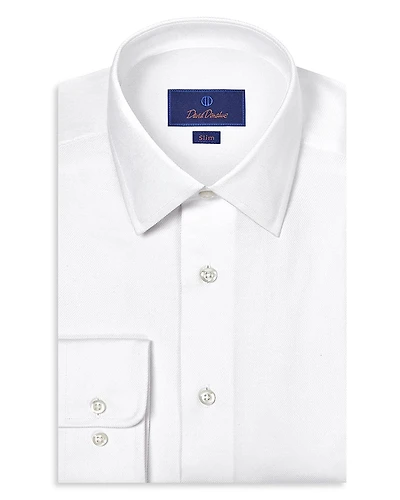 David Donahue Slim Fit Solid Stretch Twill Dress Shirt