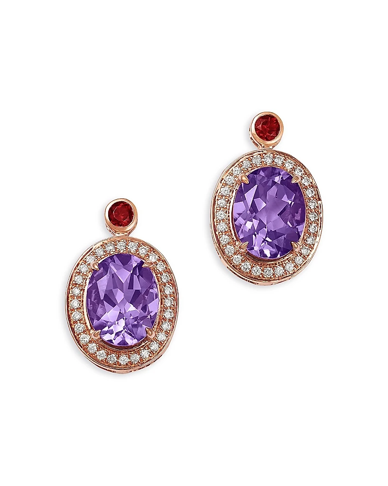 Bloomingdale's Fine Collection Amethyst, Garnet & Diamond Halo Stud Earrings