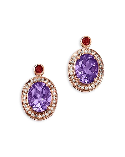 Bloomingdale's Fine Collection Amethyst, Garnet & Diamond Halo Stud Earrings