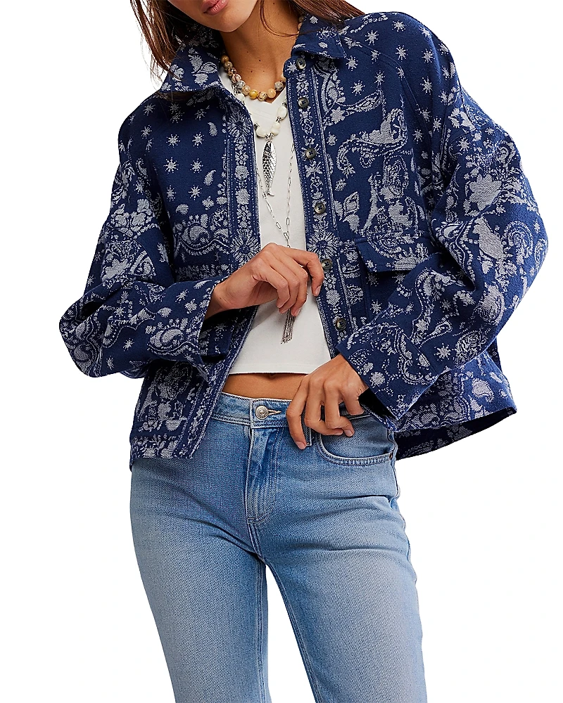 Free People Bandana Jacquard Shirt Jacket
