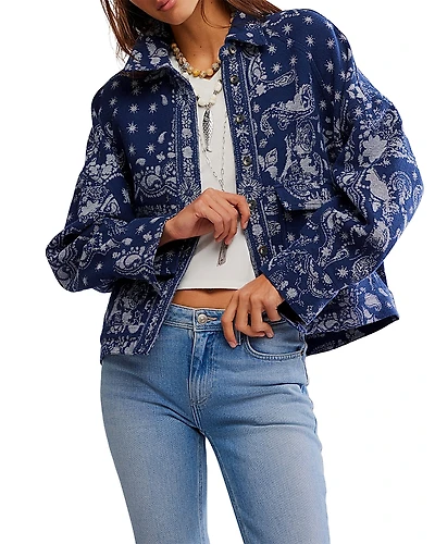 Free People Bandana Jacquard Shirt Jacket