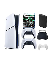 Sony PlayStation 5 Slim Disc Bundle with Madden 26 Game, Accessories and Extra Controller