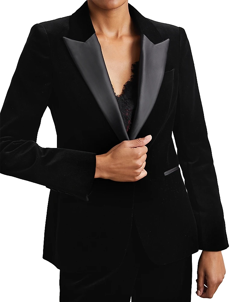 Reiss Petites Myrtle Single Breasted Velvet Jacket