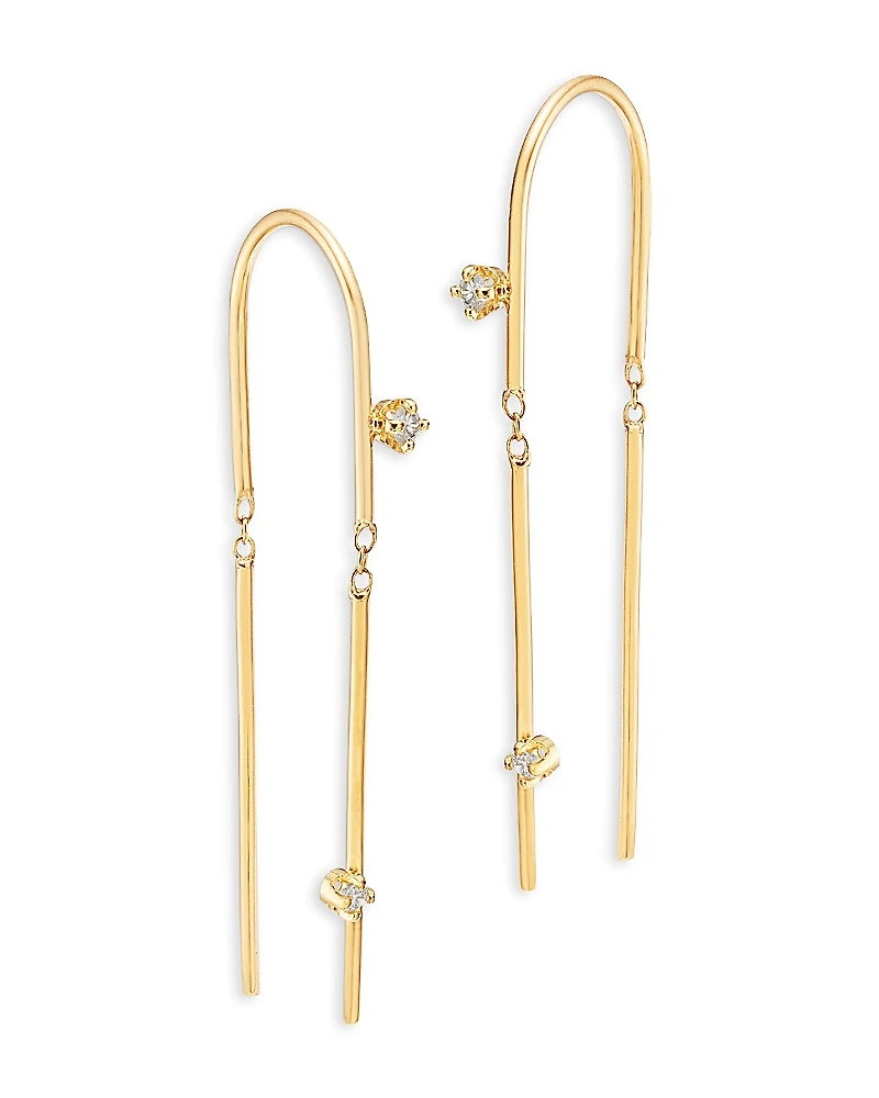 Zoe Chicco 14K Yellow Gold Prong Diamonds Wire Threader Earrings