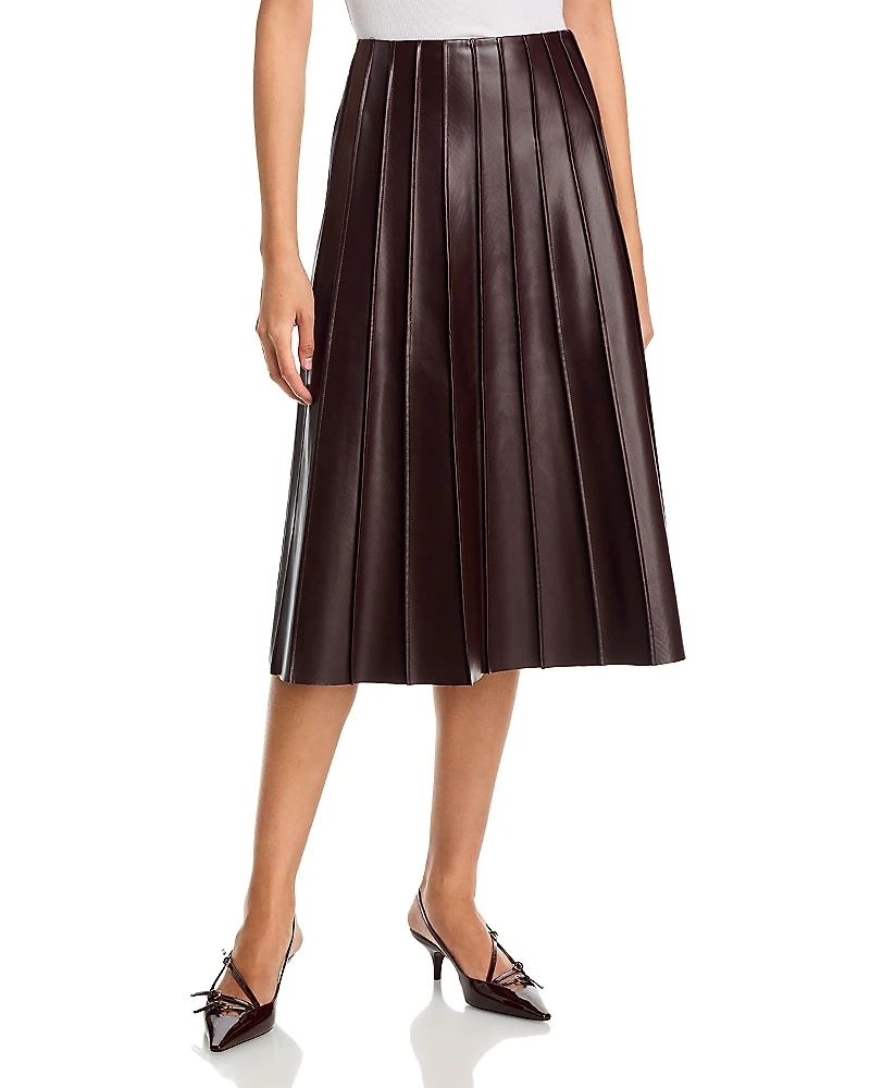 Sioni Faux Leather Piped Skirt