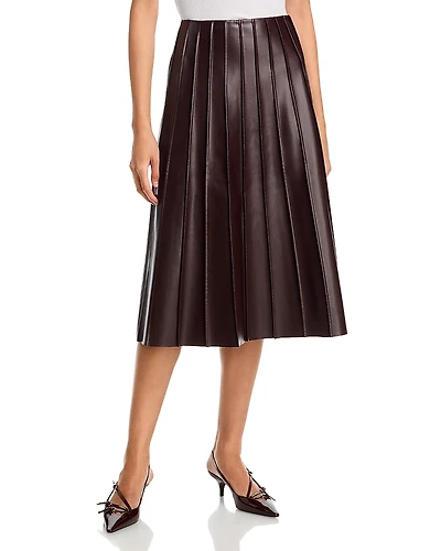Sioni Faux Leather Piped Skirt