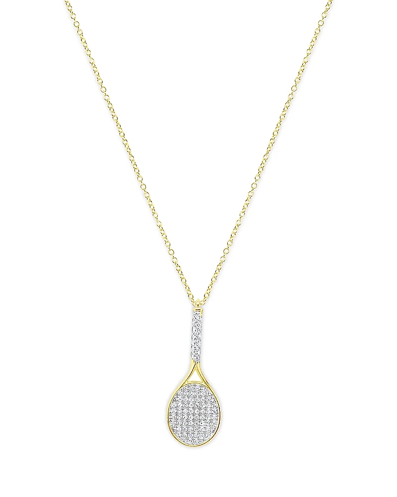 Meira T 14K White & Yellow Gold Diamond Tennis Racket Pendant Necklace, 16-18