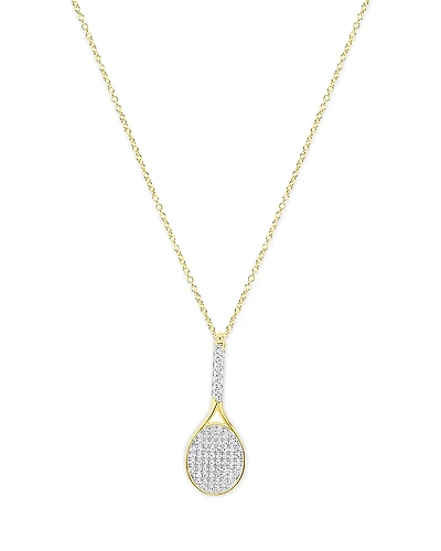 Meira T 14K White & Yellow Gold Diamond Tennis Racket Pendant Necklace, 16-18
