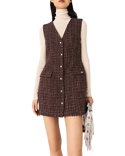Maje Sequin Tweed Mini Dress
