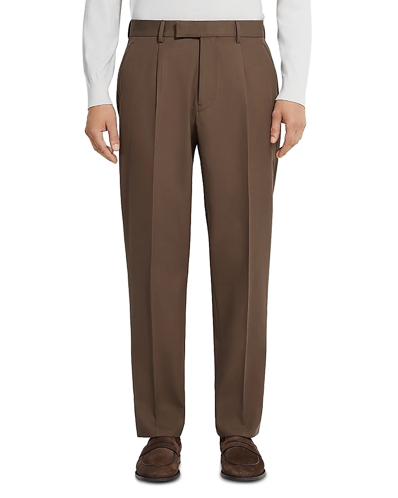 Zegna Cotton & Wool Pleated Pants