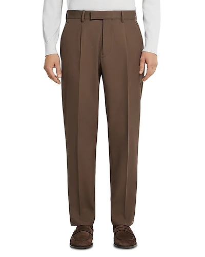 Zegna Cotton & Wool Pleated Pants
