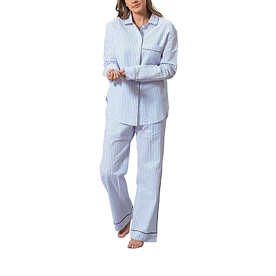 Matouk Matteo Striped Seersucker Pajama Set