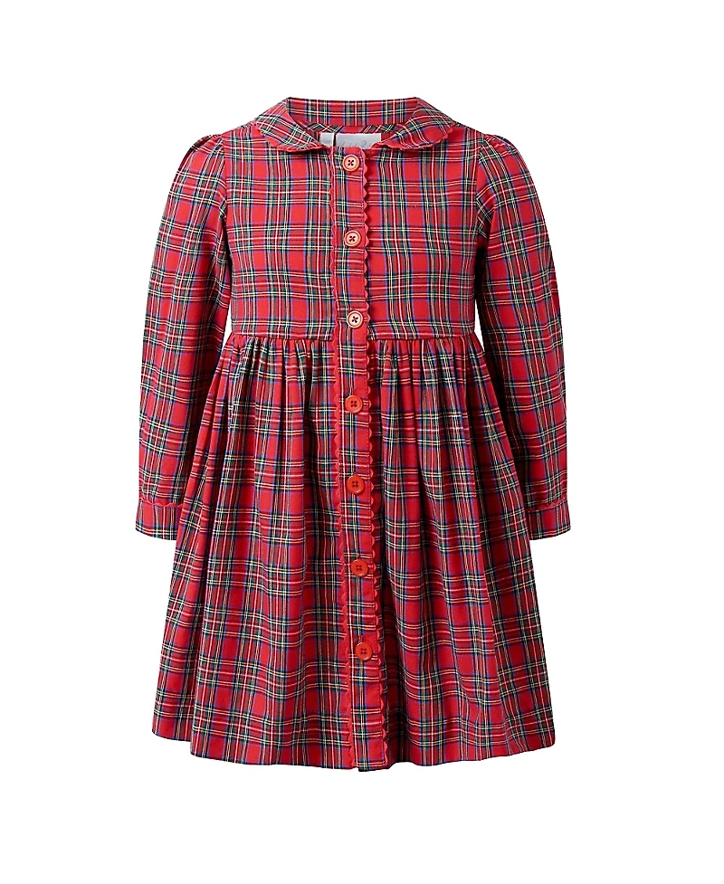 Rachel Riley Girls' Tartan Button-front Dress - Little Kid, Big Kid