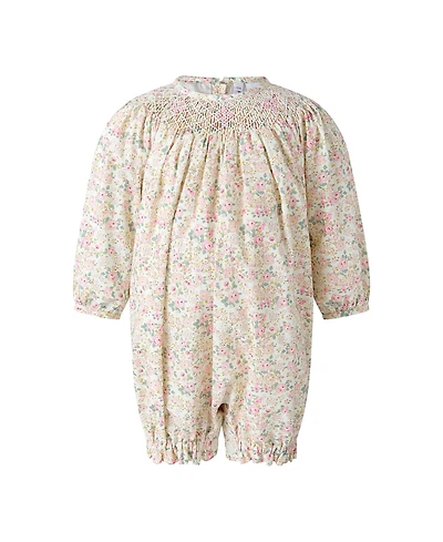 Rachel Riley Girls' Floral Smocked Babysuit - Baby