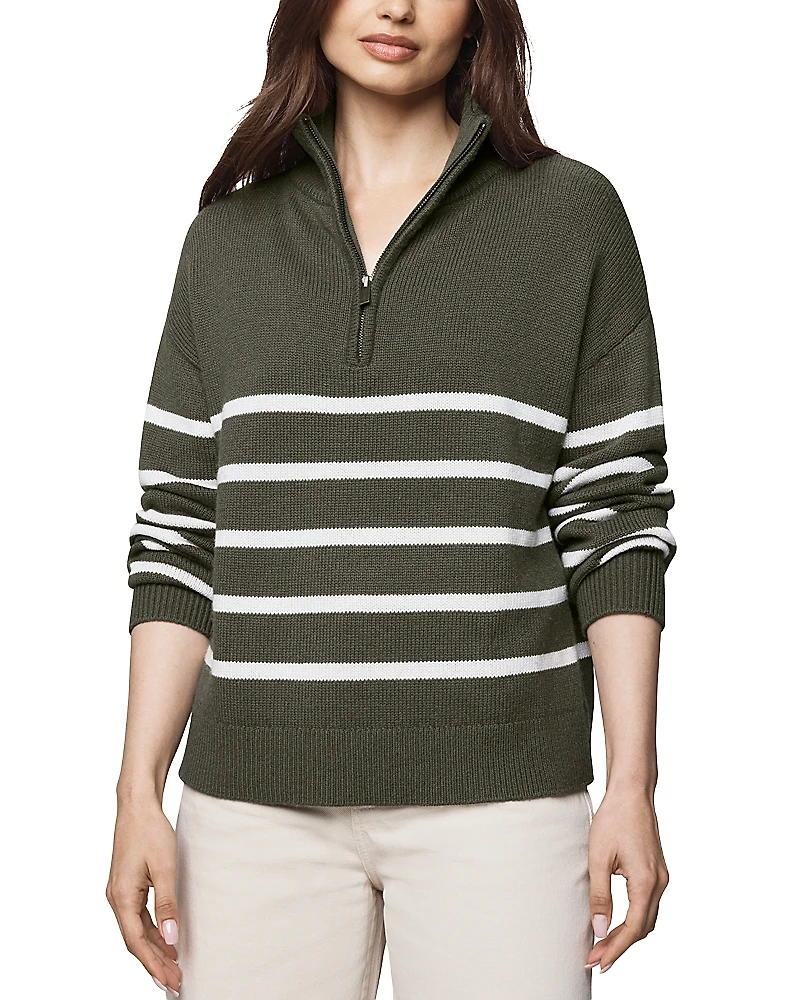 Splendid Georgie Stripe Quarter Zip Sweater