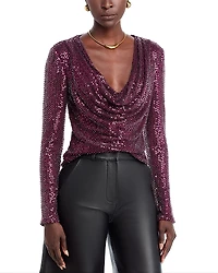 Ramy Brook Leon Beaded Cowlneck Top