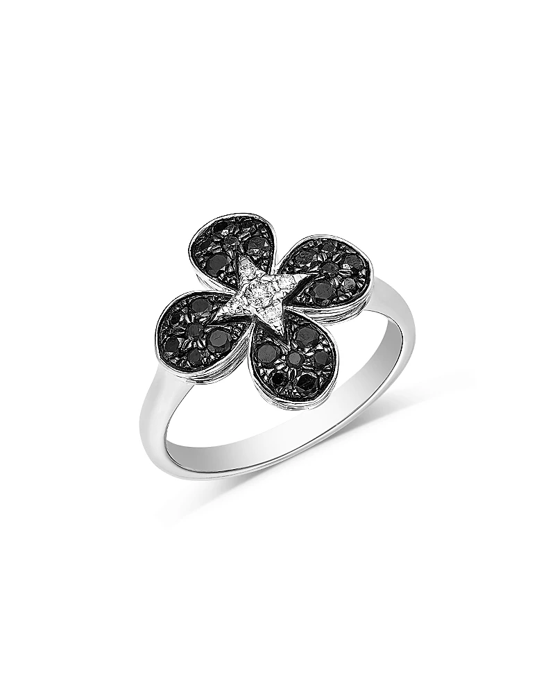 Bloomingdale's Fine Collection Black & White Diamond Clover Ring
