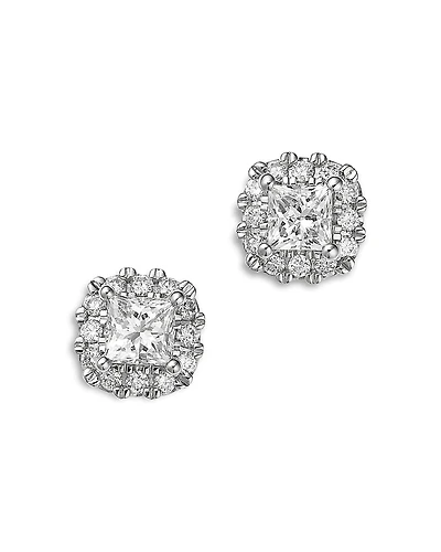Bloomingdale's Fine Collection Diamond Princess Cut Halo Stud Earrings