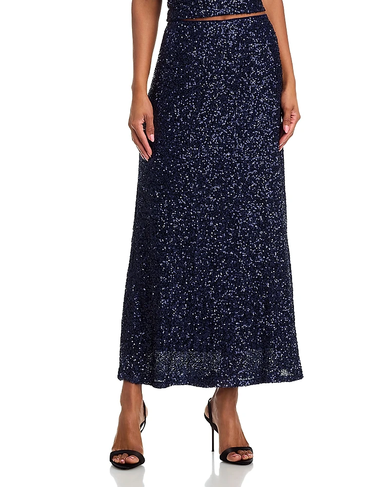 Aqua Sequin Maxi Skirt- Exclusive