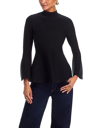 Aqua Mock Neck Bell Sleeve Top - Exclusive