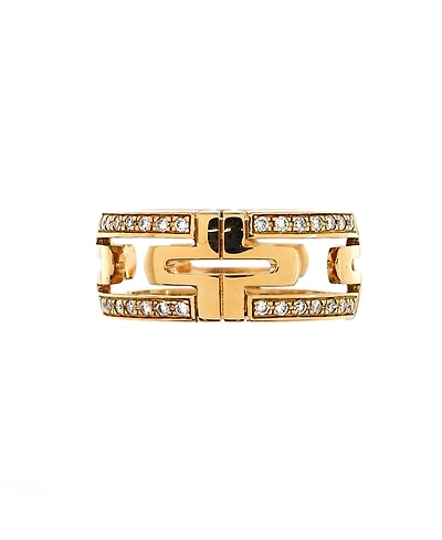 Pre-Owned Bvlgari 8mm Parentesi Band Ring 18K Gold and Diamonds